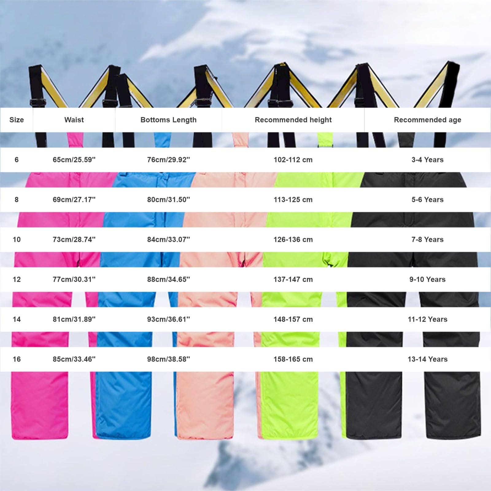 Schneehose Kinder Skihose Mädchen Mit Träger Einfarbige Skianzug Schneehose Jungen Ski Hose Wasserdicht Softshellhose Winddicht Snowboardhose Outdoorhose Warm Latzhose Taschen Wanderhose Skioverall