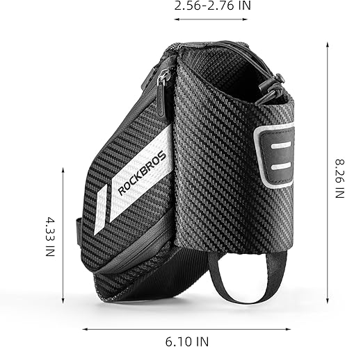 Miniatura 5 de ROCKBROS Bolsa de sillín de bicicleta Bolsa de asiento de bicicleta con soporte para botella de agua, bolsa de bicicleta debajo del asiento