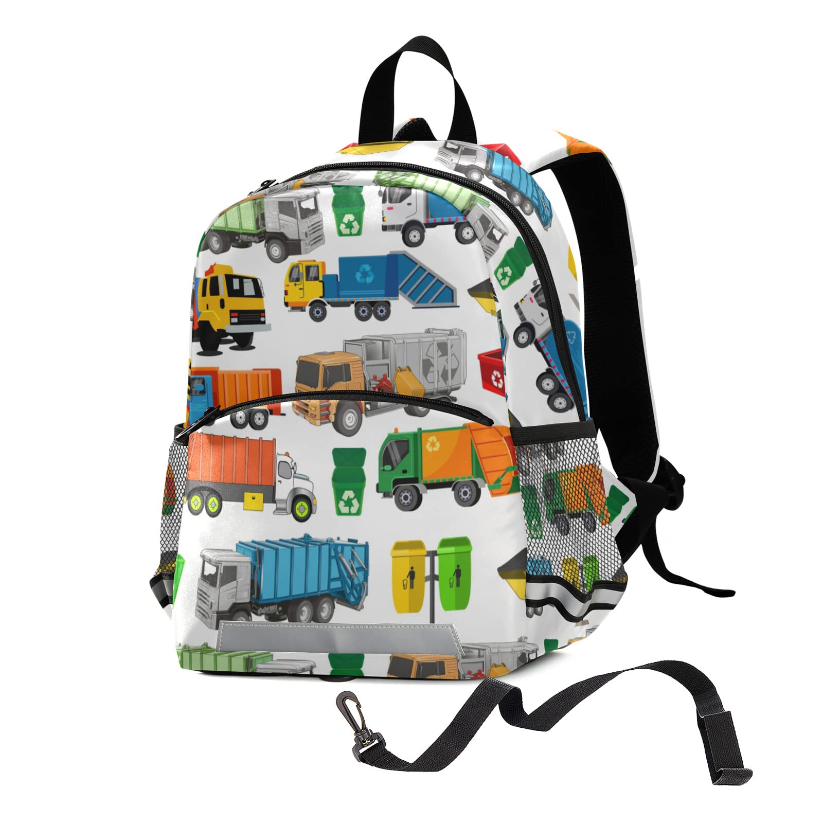 XDMXY Garbage Trucks Cute Kid's Toddler Backpack for Boys Girls Preschool Nursery with Safety Leash (031117) 10.9 X5.9 X 12.9inch