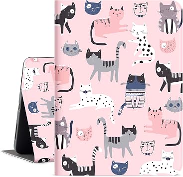 Case for iPad Air 11 Inch M3/M2 2025/2024, Case for iPad Air 5th/4th Generation 10.9 Inch, case for ipad air 11-inch Women Girls Multi-Angle Adjustable Stand Shockproof Auto Wake/Sleep, Pink Cat
