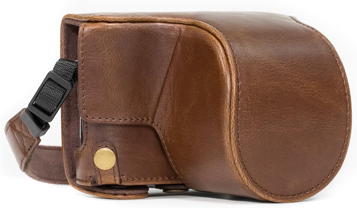 MegaGear Ever Ready Leather Camera Case compatible with Panasonic Lumix GX800, GX800 12-32mm Lens, DMC-GF8, DMC-GF7
