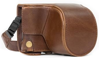 MegaGear Ever Ready Leather Camera Case compatible with Panasonic Lumix GX800, GX800 12-32mm Lens, DMC-GF8, DMC-GF7