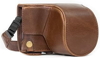 MegaGear Ever Ready Leather Camera Case compatible with Panasonic Lumix GX800, GX800 12-32mm Lens, DMC-GF8, DMC-GF7