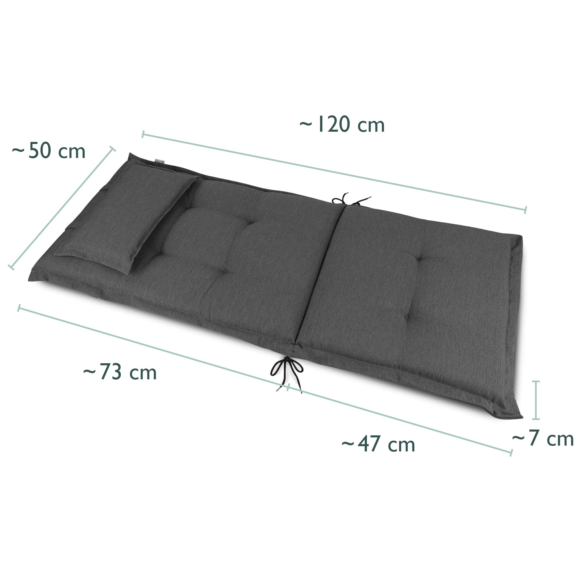Beautissu 2er Set Premium Gartenstuhlauflage Hochlehner Dicke Polster | 120x50x7cm Anthrazit robuster Stoff & UV-Lichtechtheit Auflagen für Gartenstuhl Sitzkissen Auflage Sitzpolster HighLux HL
