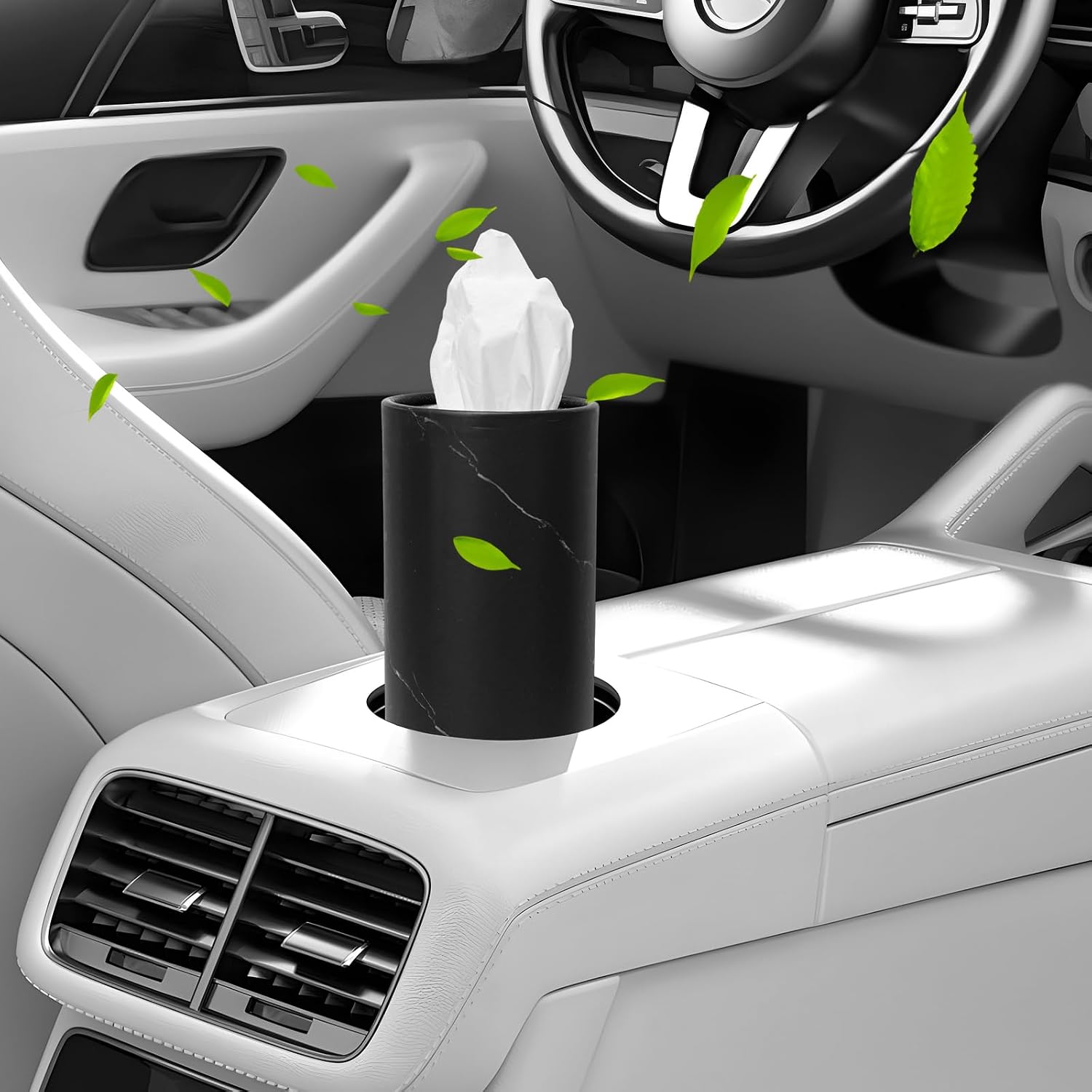 4 PCS Car Tissue Holder, Refillable Auto Cup Holder Napkin Tube Container with Facial Tissues, Portable Tissue Cylinder Box Paper Towel Organizer for Vehicle Office Home (Black) image 4