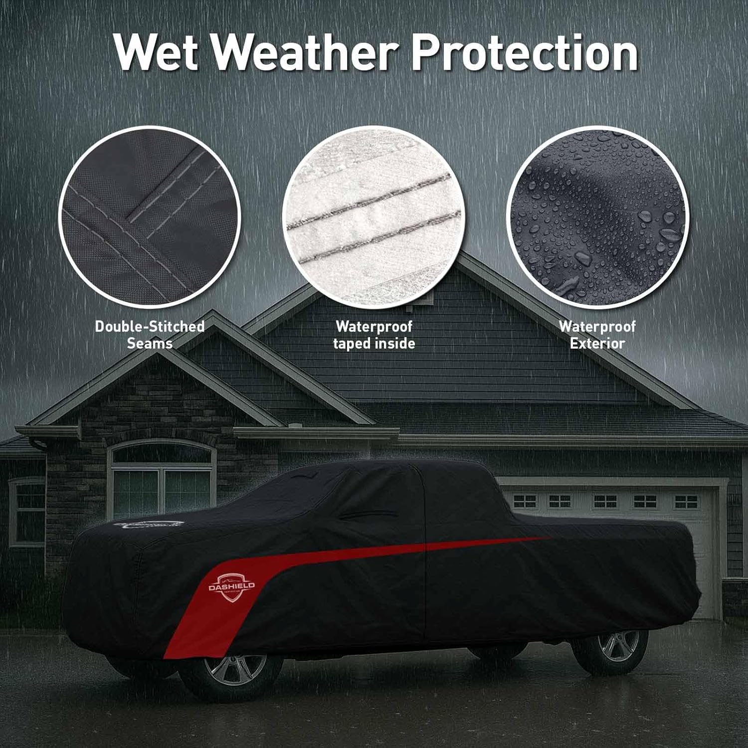 Ultimum Lite Truck Car Cover for 2020-2026 GMC Sierra 1500 Pickup Crew Cab 5.8 ft. Bed with Zipper Breathable All Weather Protection Scratch, Dust, Sun, Snow, Rain Protection Indoor Outdoor Black
