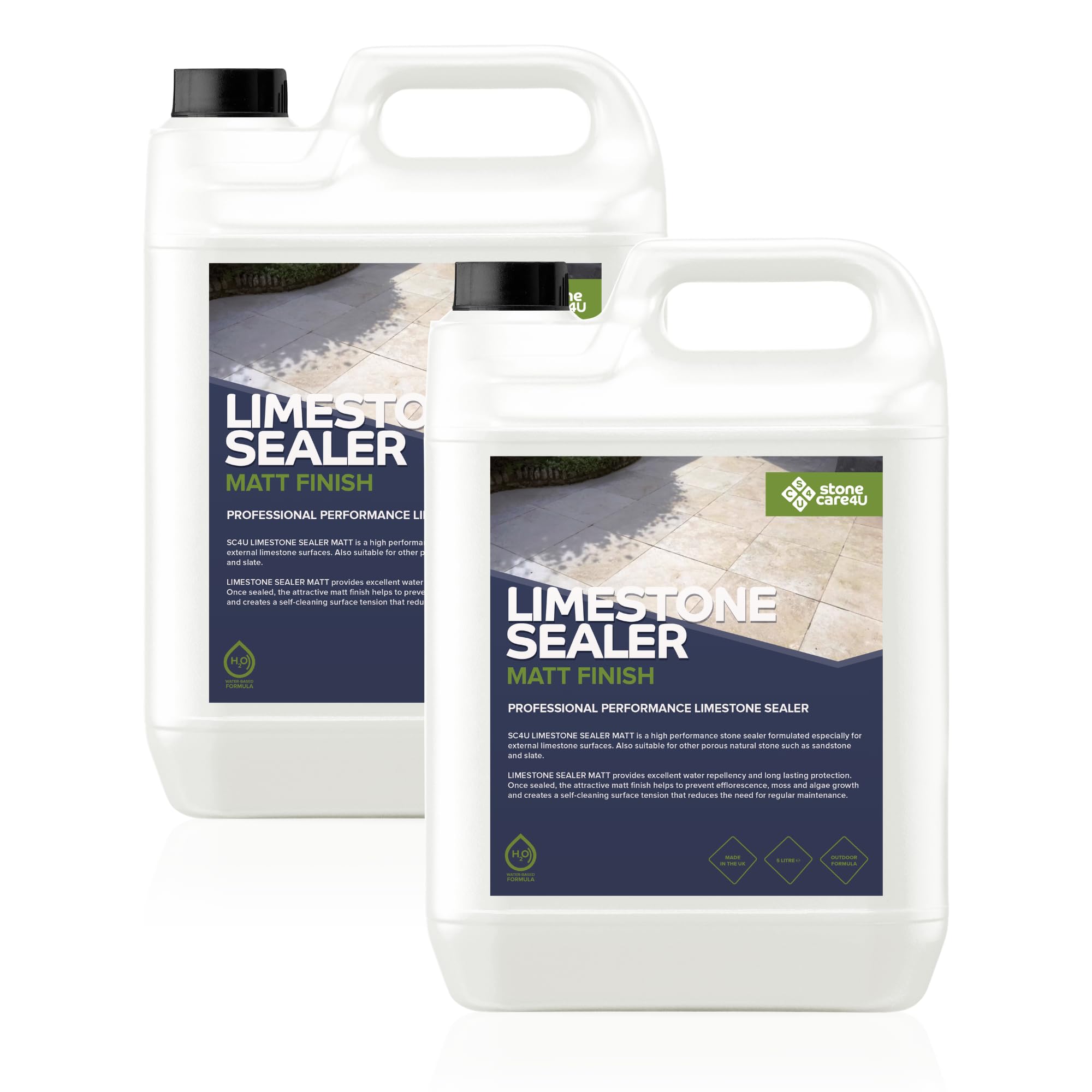 StoneCare4U - Limestone Sealer Matt Finish - 2 x 5L - Dry Finish, Invisible, Exterior Natural Stone Sealant for Limestone, Sandstone, Slate & More. Outdoor Clear Sealant for Patio, Drive & Paths