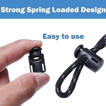 J.CARP Plastic Cord Locks End Spring Toggle Stopper, Elastic Cord Adjuster