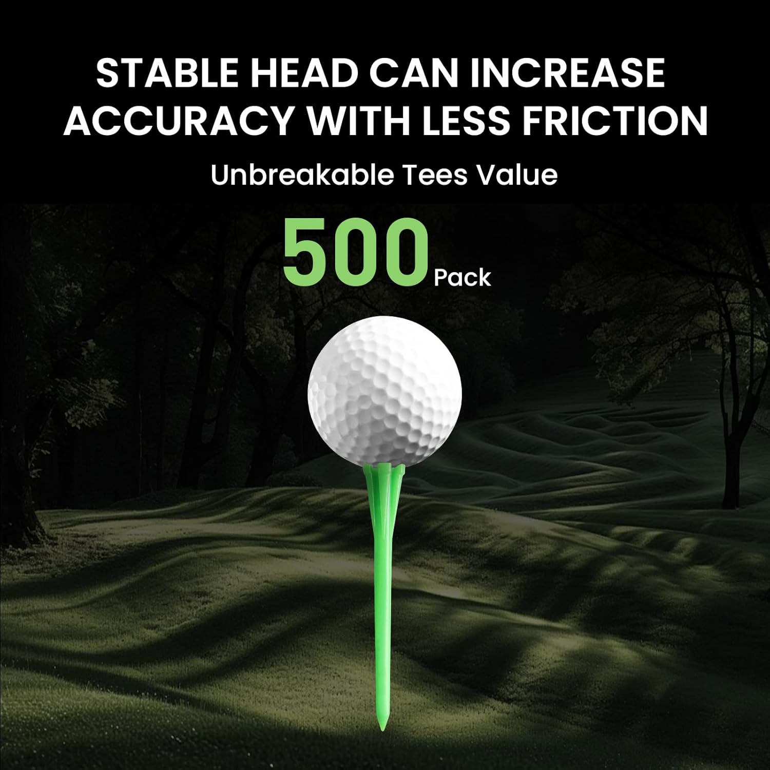 FINGER TEN Golf Tees Plastic Unbreakable Easy to Find Bulk Value 200/500/1000 Count, 2 3/4 3 1/4 Inch Stable Tee Driving Range Reduce Friction, Green Red White USA Flag Practice