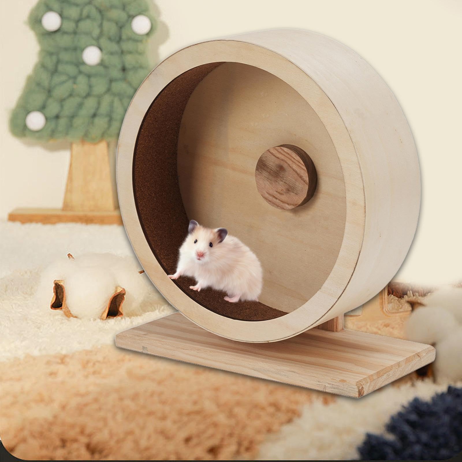 Roue d'exercice pour Hamster, Jouet en Bois, Stable et Silencieuse, Idéale pour Les Petits Animaux comme Les Gerbilles, Les écureuils et Les Rats.