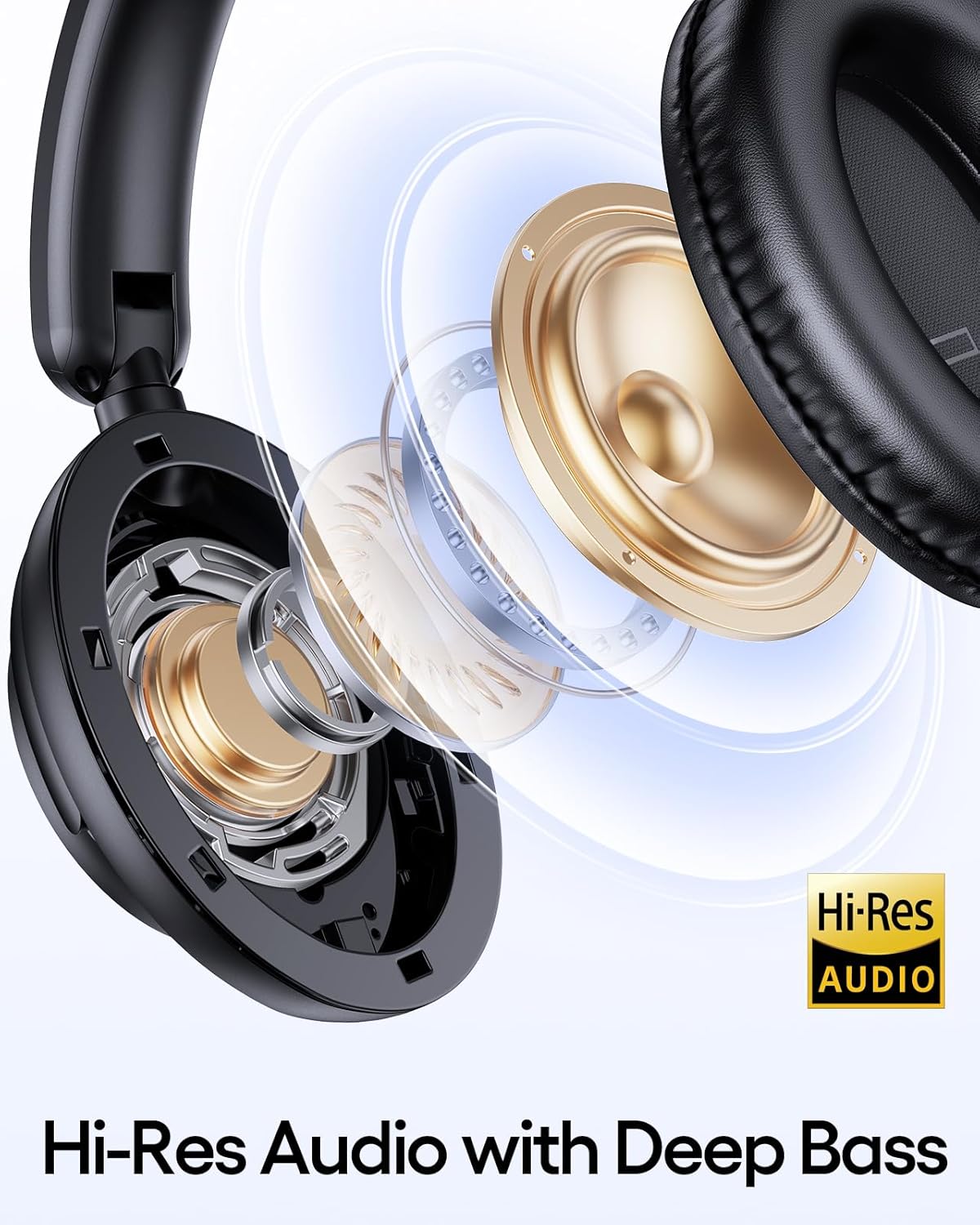 TAGRY Hybrid Active Noise Cancelling Headphones 100H Playtime Wireless Over Ear Bluetooth Headphone with Fast Charging Hi-Res Audio Comfort Earcups Headsets for Travel Home Office Phone PC Black thumbnail