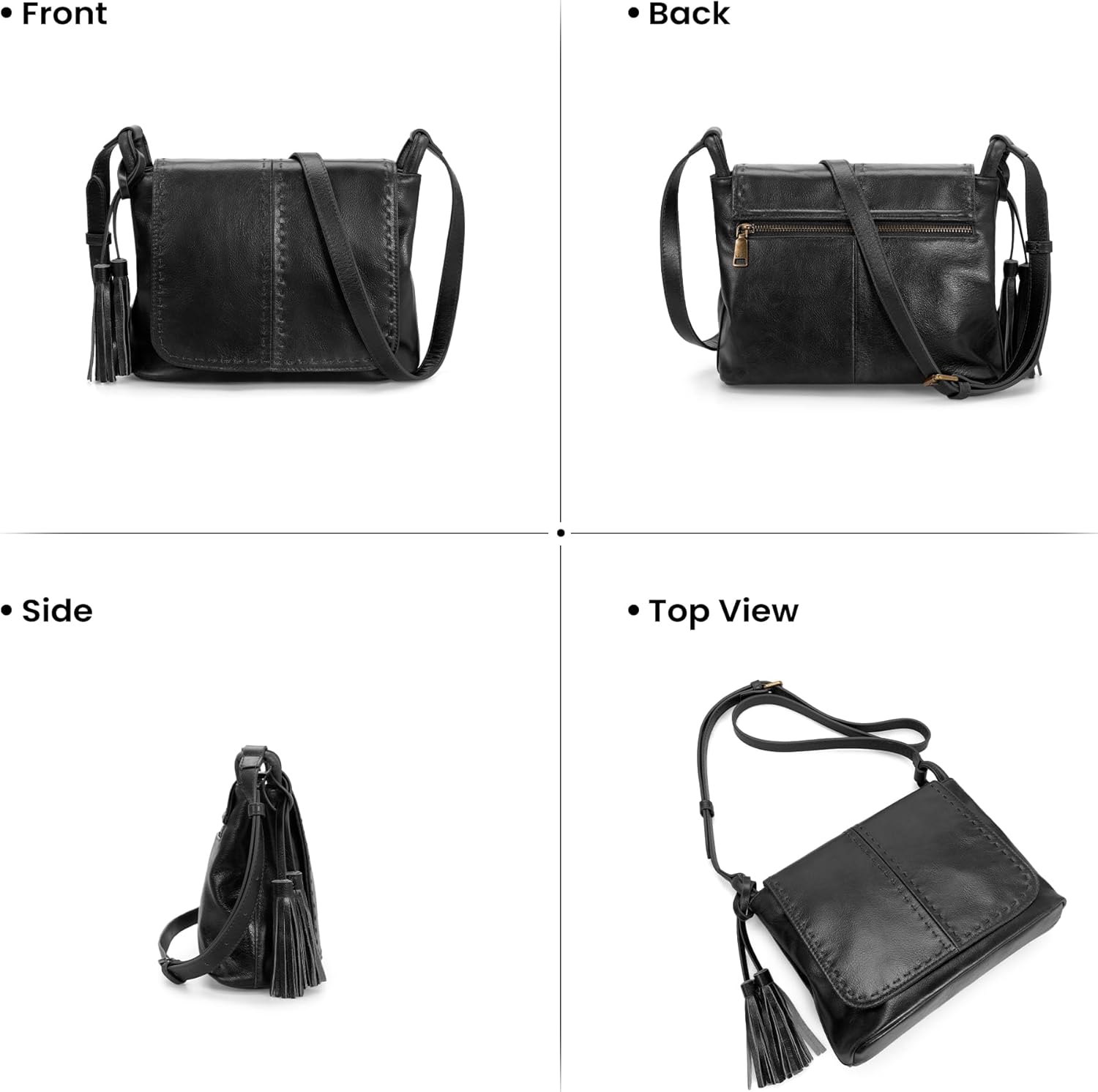 befen Vintage Leather Crossbody Bag for Women Genuine Leather Purse with Multi-Pockets Medium RFID Shoulder Handbag