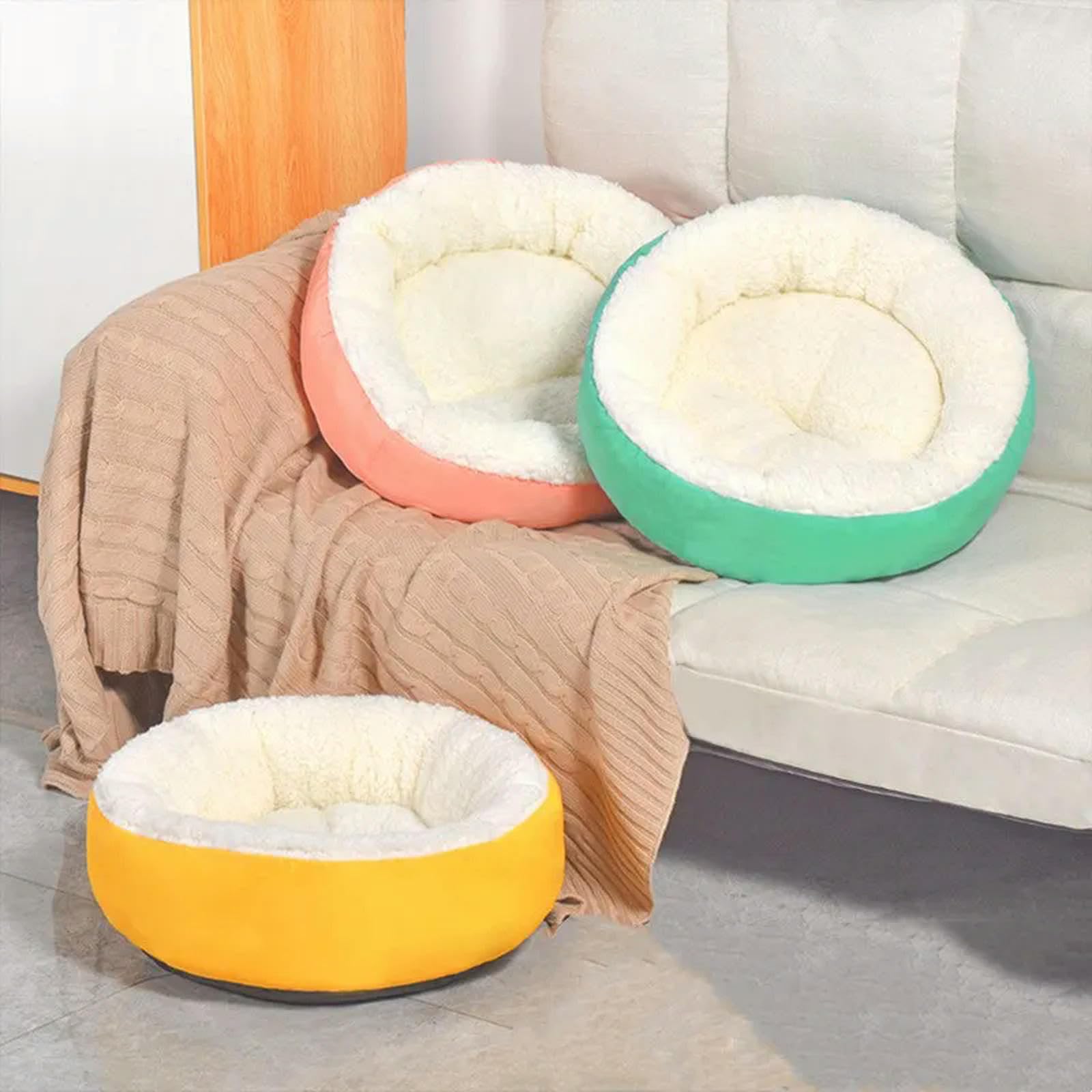 MdybF Letto per Cani Peluche Rotondo Cat House Caldo Confortevole Cat Bed Medium Piccolo Kennel Dog Divano Bed Pet Calming Dog Forniture da Letto Accessori