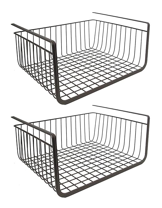 Zollyss 2 PC Under Shelf Basket Wire Rack Easily Slides Under Shelf for