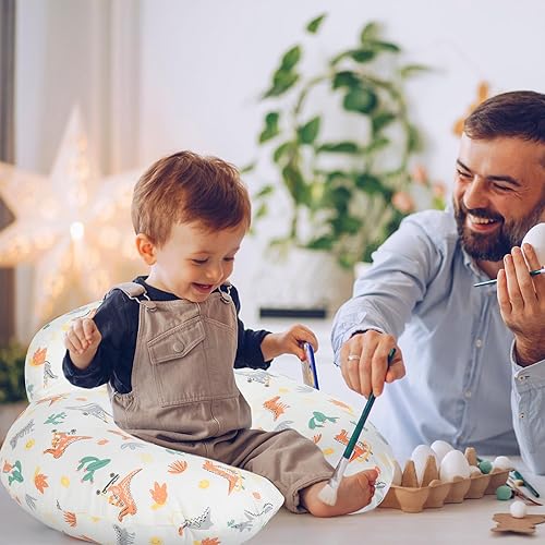 Miniatura 5 de Almohada de lactancia, más apoyo para mamá y bebé, funda de algodón extraíble y patrones de animales coloridos, lavable a máquina, almohada de bebé