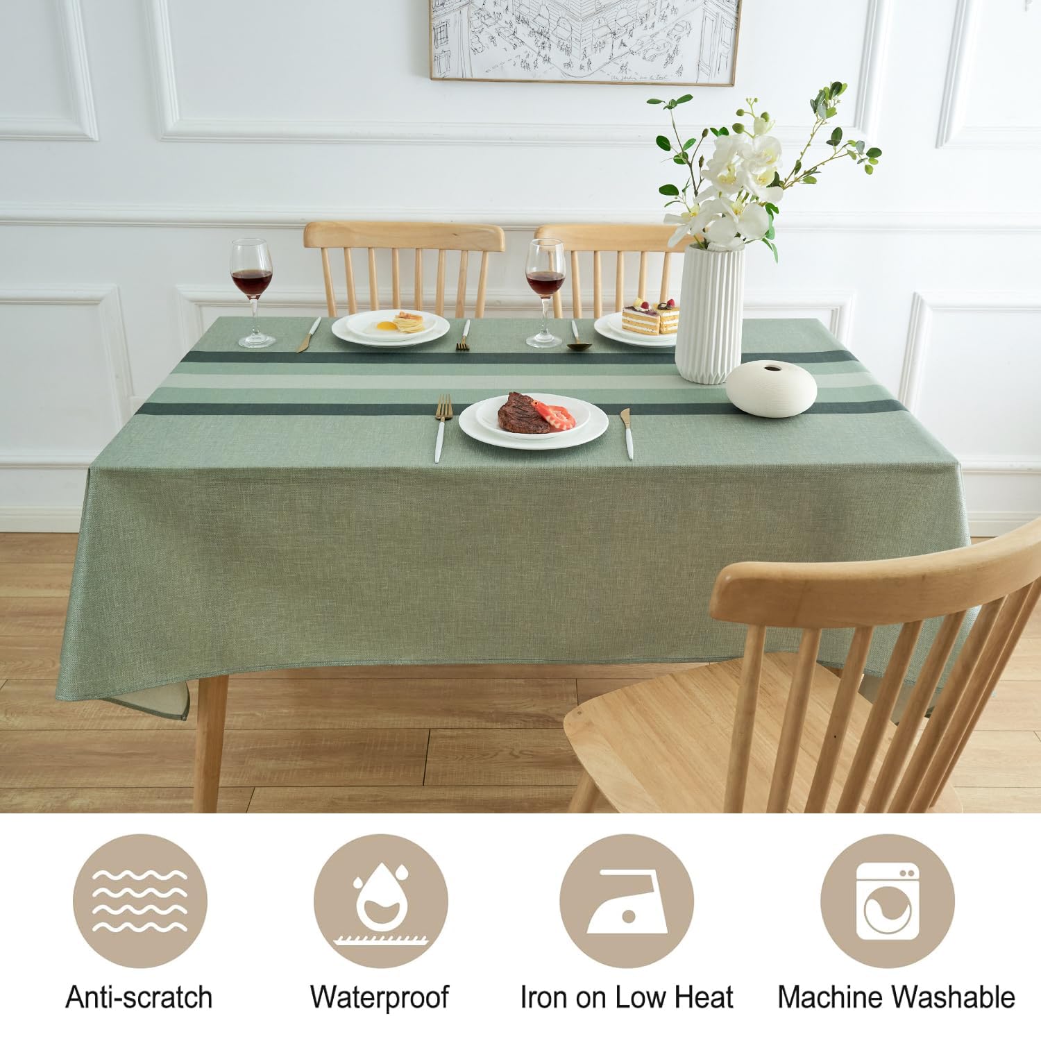 Camino De Mesa Mantel Moderno Rayas 100x140 Antimanchas Manteles Lino Verde  Elegante Mesa Rectangular Impermeable Protector Mesa Comedor Manteles Para  Casa Comedor Cocina Decorativo Mantel Antimanchas, image size:1500x1500