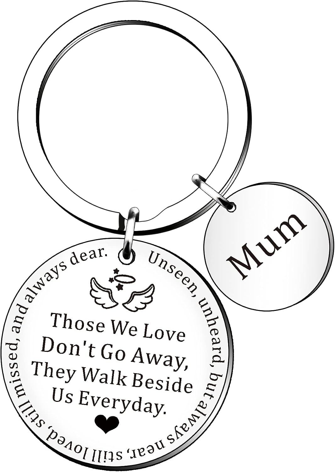 SMARGO Mum Memorial Keyring Sympathy Keychain For Loss Of Mother Mothers Day Angle Keyring Those We Love Don't Go Away They Walk Beside Us Everyday