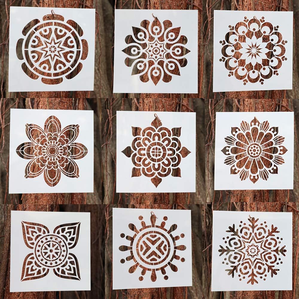 BAISDY Wall Painting Stencils Template (6X6 inch) Reusable Airbrush Painting Stencil for Floor Tiles Fabric Glass (Style 3)