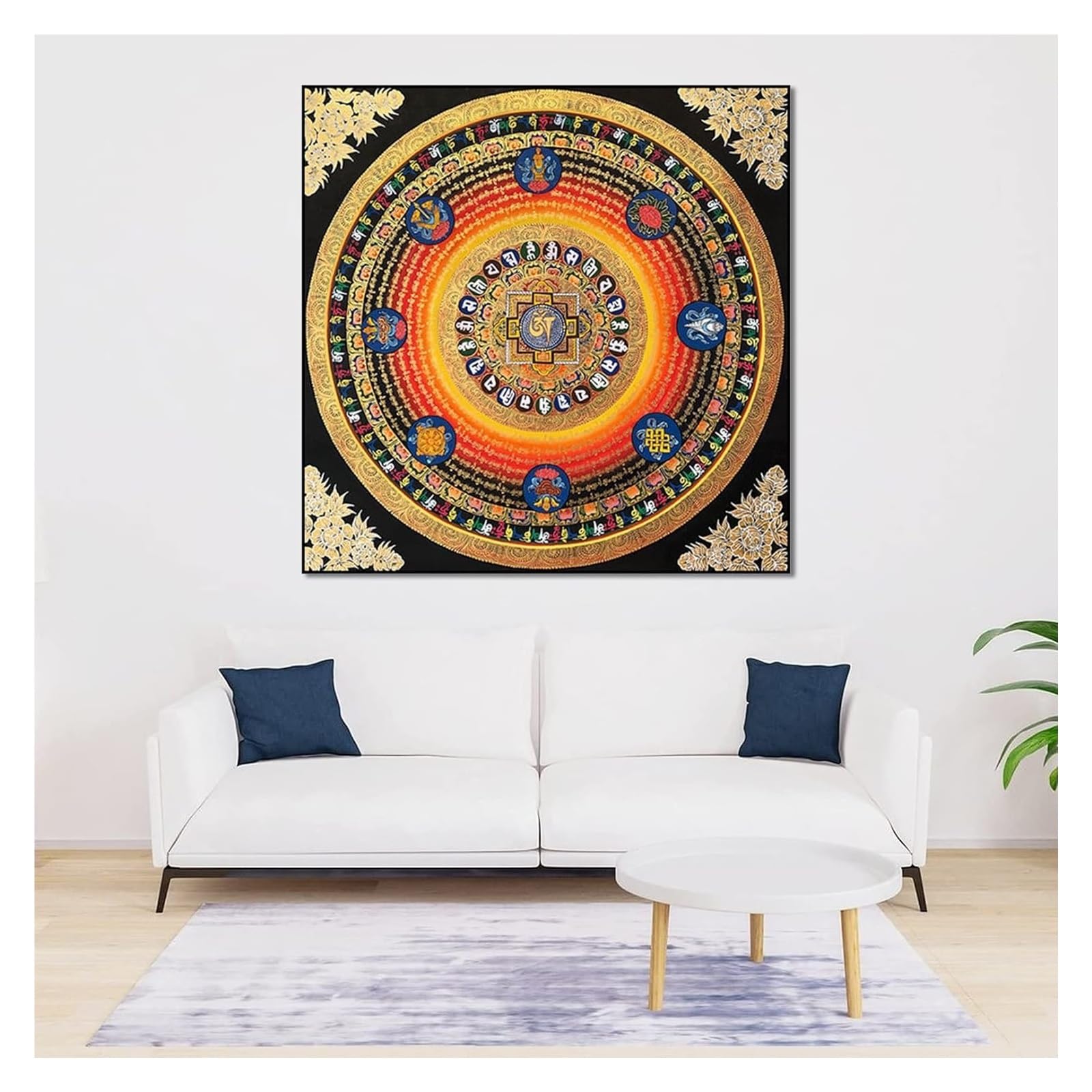 Poster in tessuto di stoffa Thangka tibetano for la decorazione della casa, meditazione, ricamo buddista Thangka con kit di cornice (40x40 cm)(50x50cm)