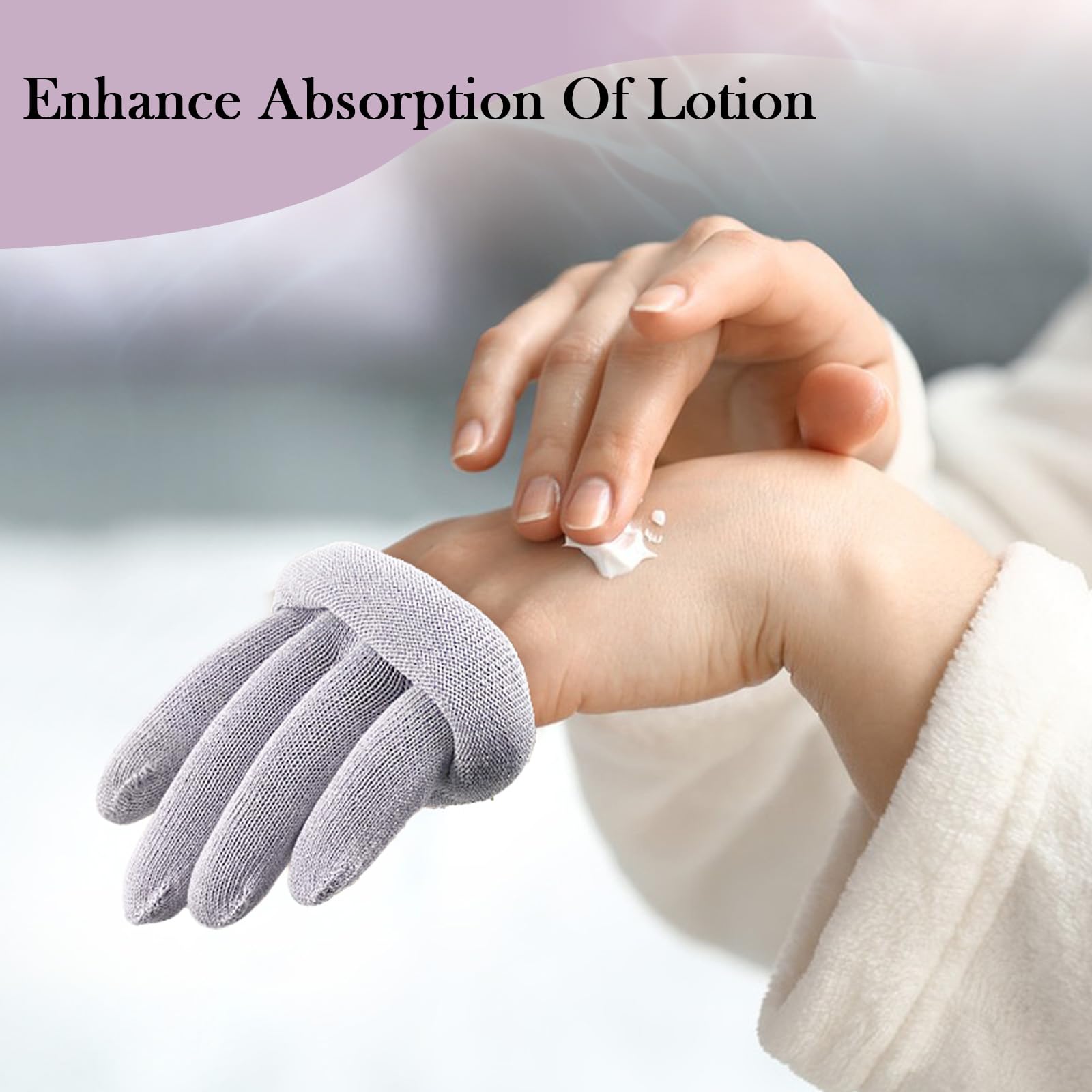 MIG4U Guanti di bellezza idratanti touchscreen guanti da notte per donne mani secche, lozione notturna, eczema, SPA, trattamento cosmetico, grigio viola, 6 paia taglia L/XL