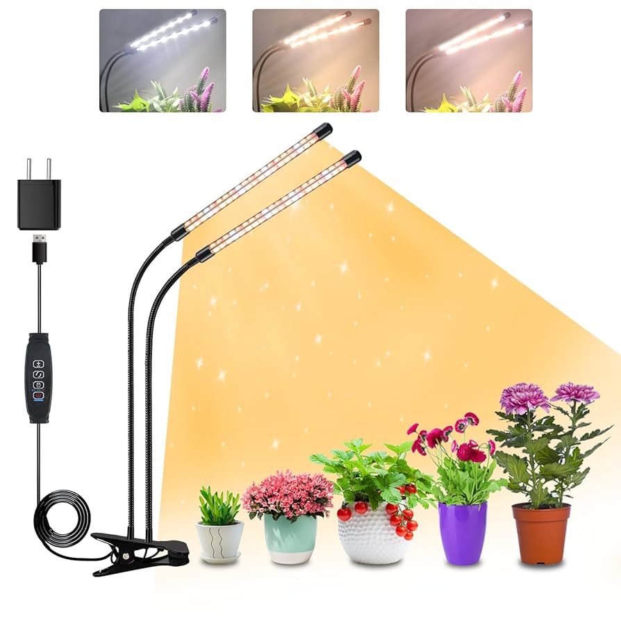 Niello 2-koppige Plantenlamp LED - Volledig Spectrum Met Timer - Dimbare Groeilamp