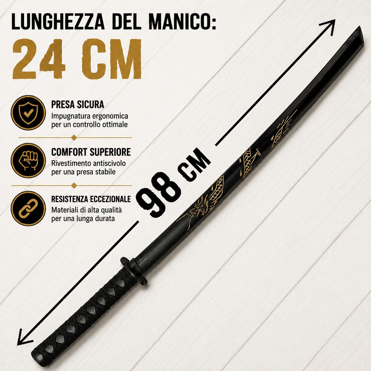 Bokken in legno, Shinai, Katana Wakizashi Tanto, Spada Kendo Accessori per armi in legno, Allenamento di combattimento con spada Kendo, Spada Samurai, Gioco di ruolo Cosplay Iaido