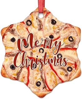 Boletus Spanish Sausage Pizza Ornaments for Christmas Trees Snack Food Christmas Ornaments 2022 Pizza Hanging Ornaments Holiday Memorial Christmas Keepsake New Year Gifts for Friends , 3 inch