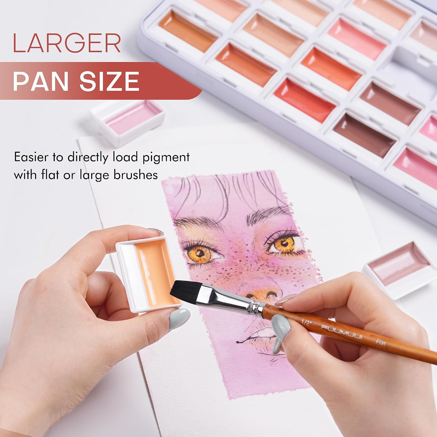 Fuumuui 24-Color Opaque Semi-Solid Watercolor Paint Set - Warm Terracotta