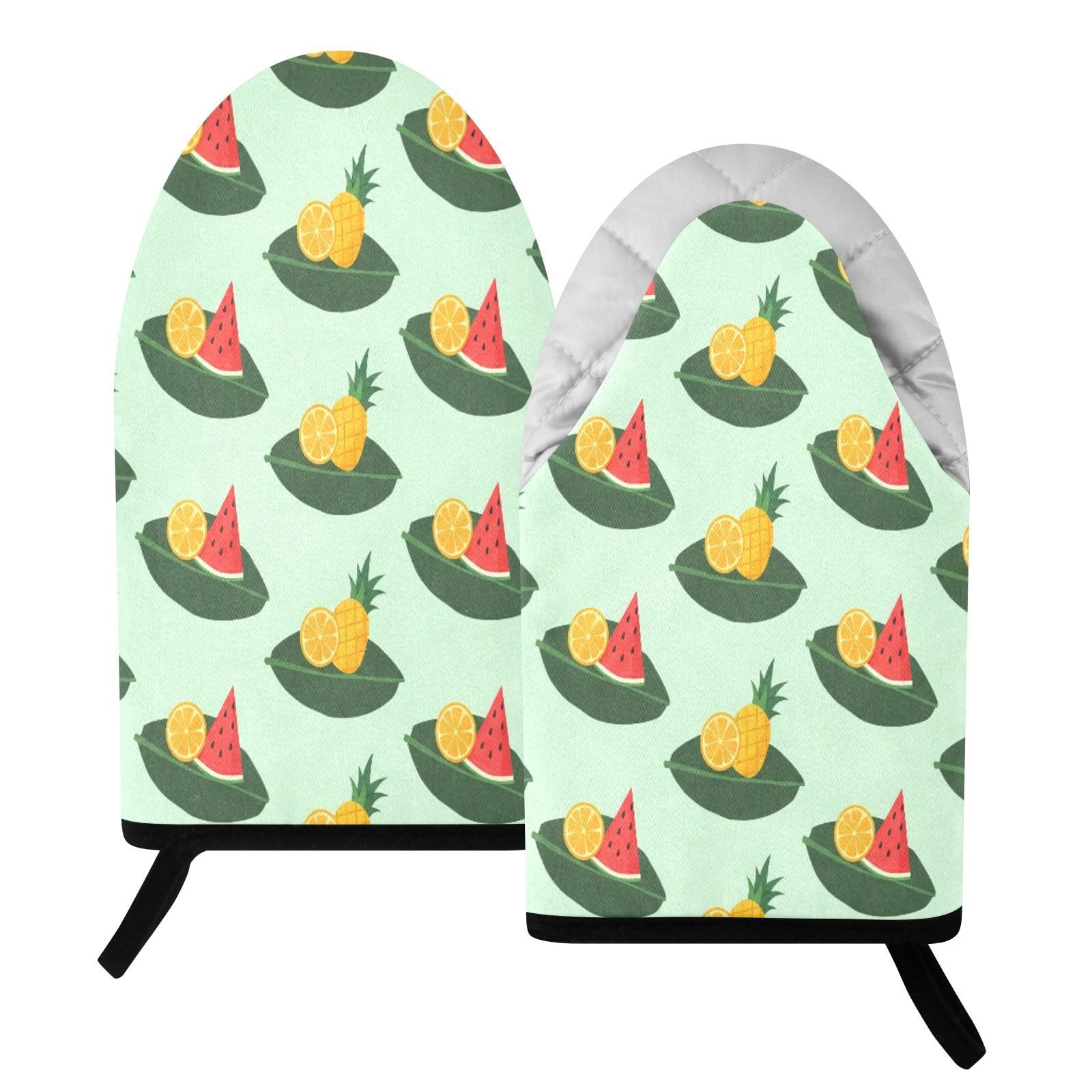 BURSTDDY Tropical Fruits Oven Mitt,Heat Resistant Kitchen Mitts for Cooking