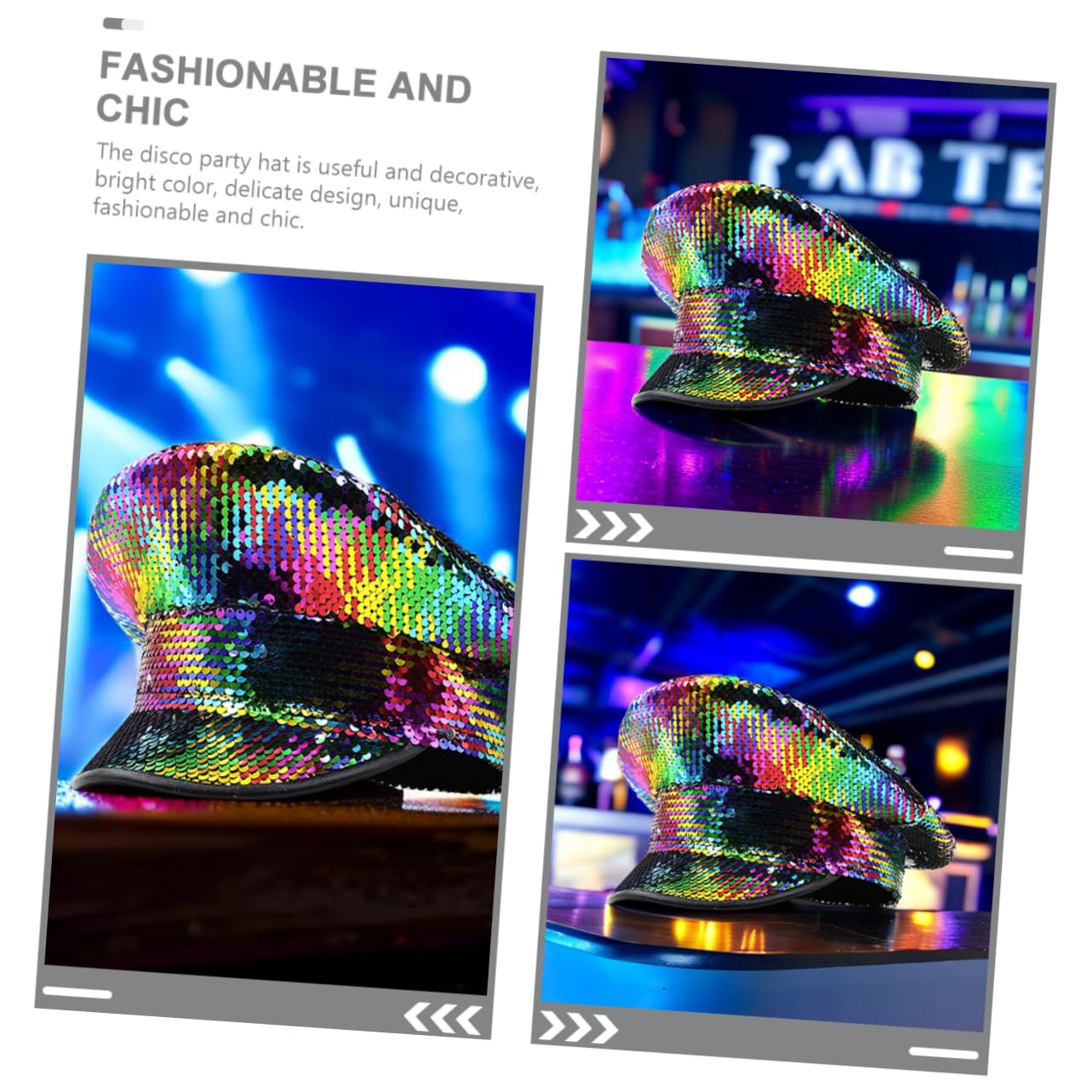 2stücke Disco Party Hut Mit Bunten Pailletten Verstellbar Für Junggesellenabschied Und Festlichkeiten Modisches Accessoire Für