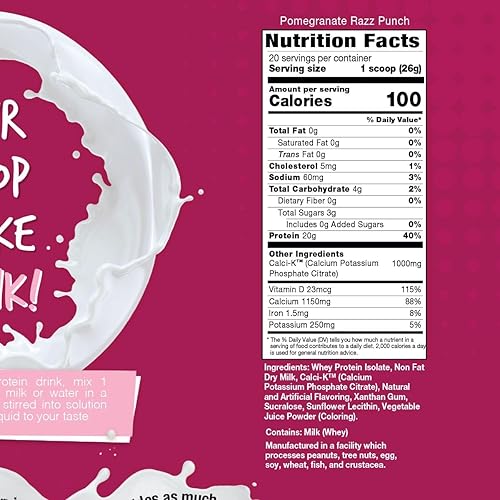 Miniatura 2 de Inspire Pomegranate Razz Punch - Polvo aislado de proteína de suero con calcio (20 porciones)