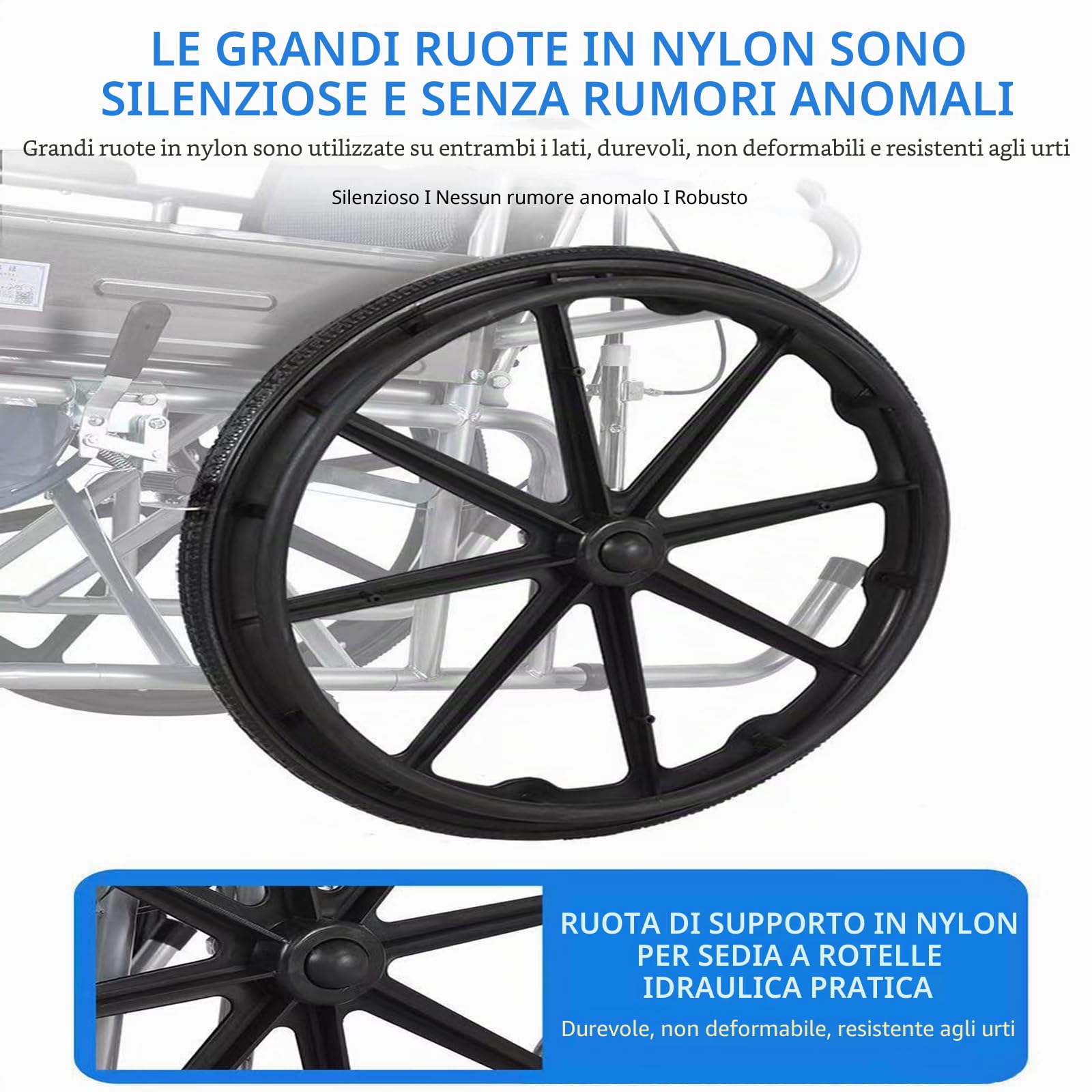 ITALS Carrozzina per Disabili Autospinta,Sedia a rotelle,Pieghevole,Schienale Ribaltabile,Cintura di Sicurezza, Pedane Estraibili,per Anziani e Disabili con Braccioli Ribaltabili A