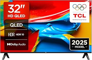 TCL TV 32V4C – 32″ HD Smart QLED Direct LED with Android TV and HDR – Compatible with Google Cast and Google Home, Design …