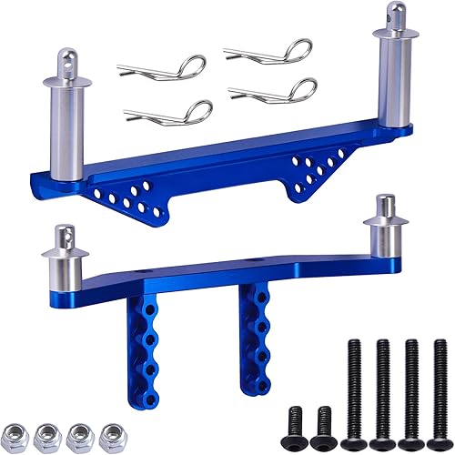 Soportes de cuerpo delantero y trasero de aluminio con postes de extensión de cuerpo y clips de actualización para 110 Traxxas Slash 2WD RC vehículo