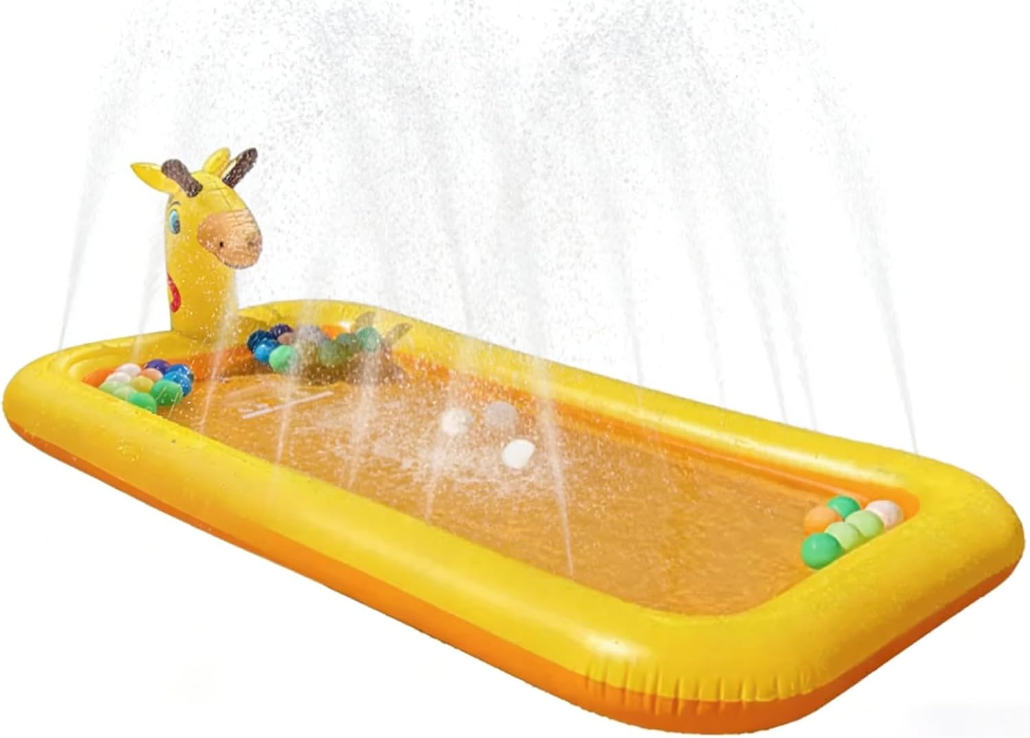 Giraffe Inflatable Ice Bucket Pool, 3-in-1 Non-Slip Splash Pad for Toddlers & Pets, Collapsible Wading Pool & Ball Pit for Backyard, Outdoor Summer Water Play for Kids & Dogs