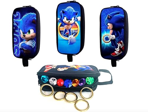 Miniatura 2 de Toys AAA World - 7 Esmeraldas del Caos y 5 anillos de potencia, en bolsa de Sonic multiusos con 2 bolsillos y correa de transporte (disponible en 3