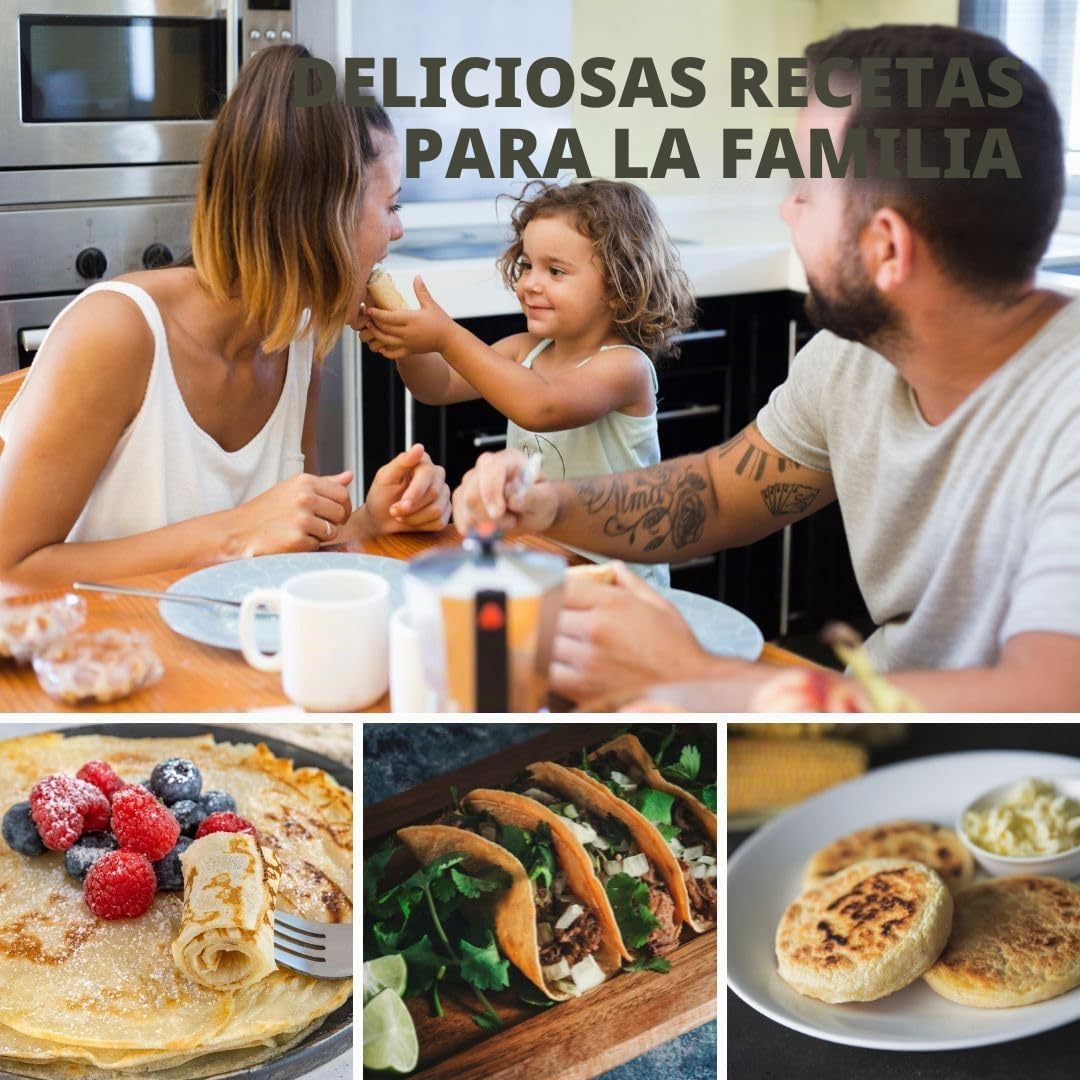 Sartén de Hierro Fundido de 12 Pulgadas, Antiadherente, Negra, Tamaño Grande, Apto para Horno, Sin Pegar, Comal para Tortillas, Sartén para Crepes, Dosa, Pizza, Arepas, Tortillas, Salteado