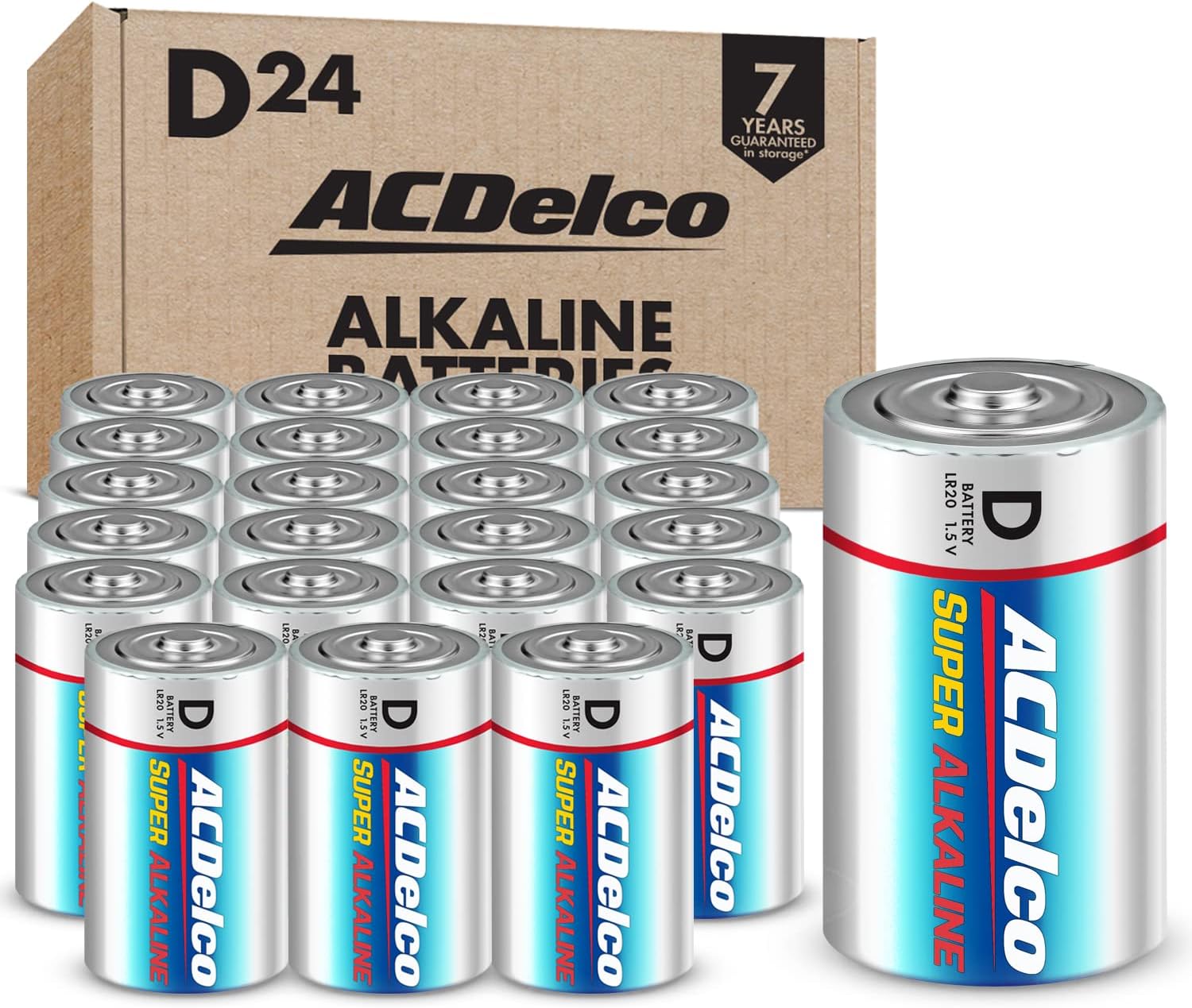 ACDelco 24Count Size D Cell Alkaline Batteries Super Alkaline Battery