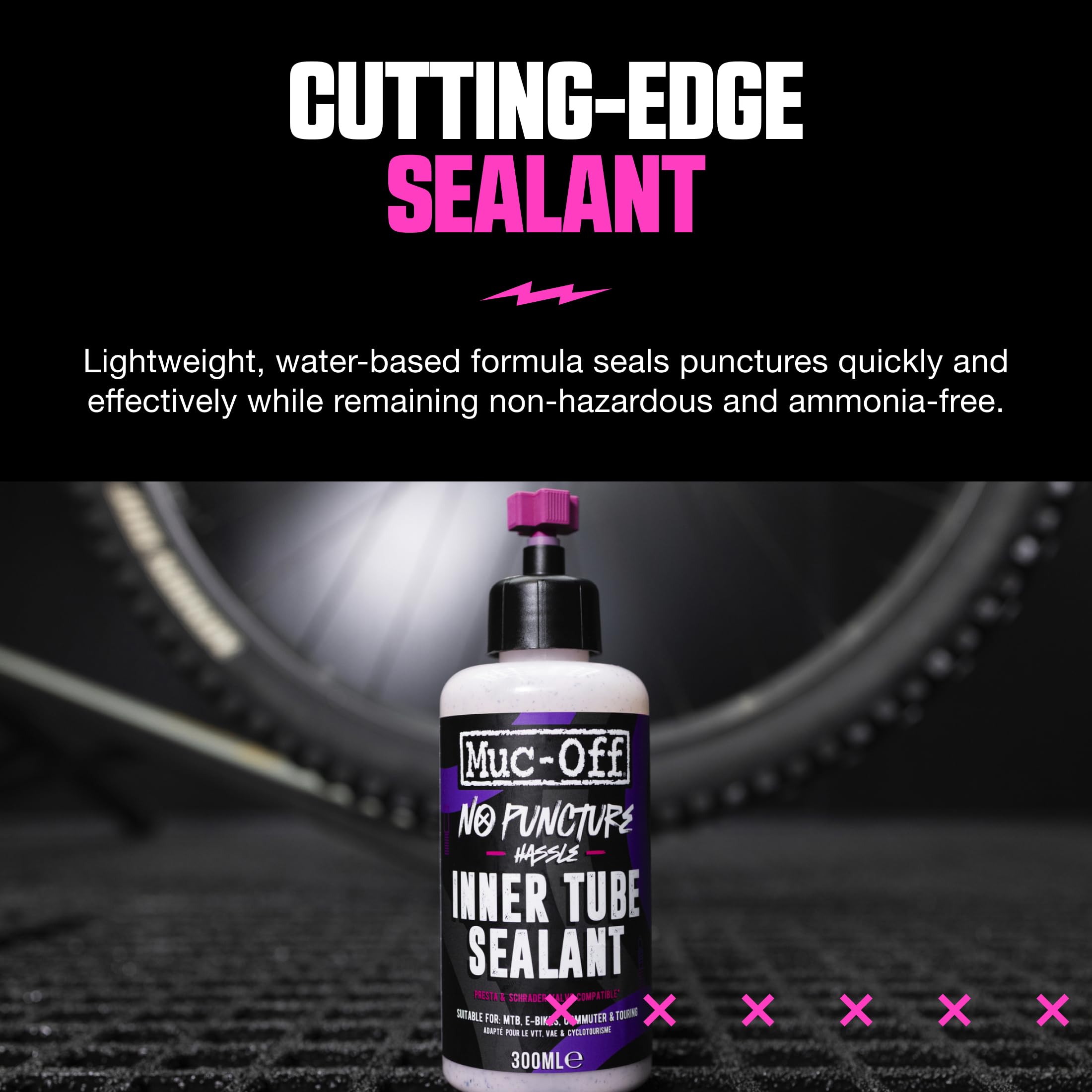 Muc-Off No Puncture Hassle Inner Tube Sealant, 300 ml – Uszczelniacz do Opon Rowerowych do Naprawy Przebitych Opon – Uszczelniacz do Roweru MTB/Szosowego/Gravelowego