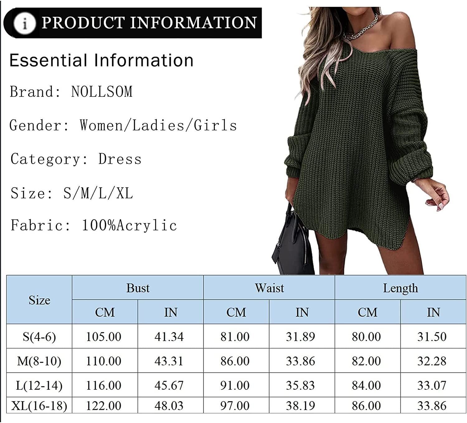 Hoodie Trui Vrouwen Herfst Winter Lange Trui Jurk V-hals Lange Mouwen Oversized Trui Off Shoulder Solid Geribbelde Gebreide Jumper Tops (Color : Black, Size : L