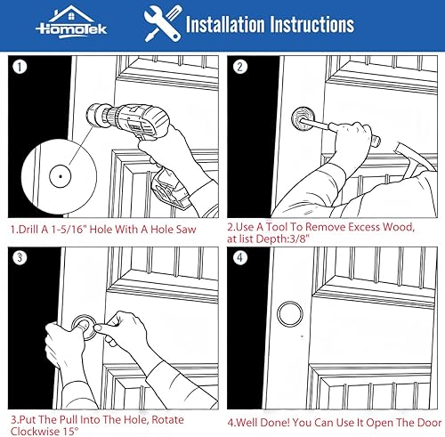 Miniatura 4 de HOMOTEK Paquete de 4 tiradores de dedo para puerta de armario de 1-34 pulgadas, color negro, tamaño pequeño, fácil instalación, se adapta a un