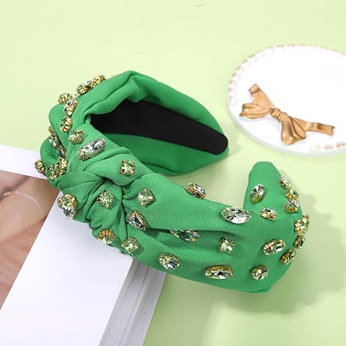 Vista 40 de NVENF Diademas anudadas con diamantes de imitación para mujer, diademas con cuentas de cristal, diadema con nudo superior, diademas de moda