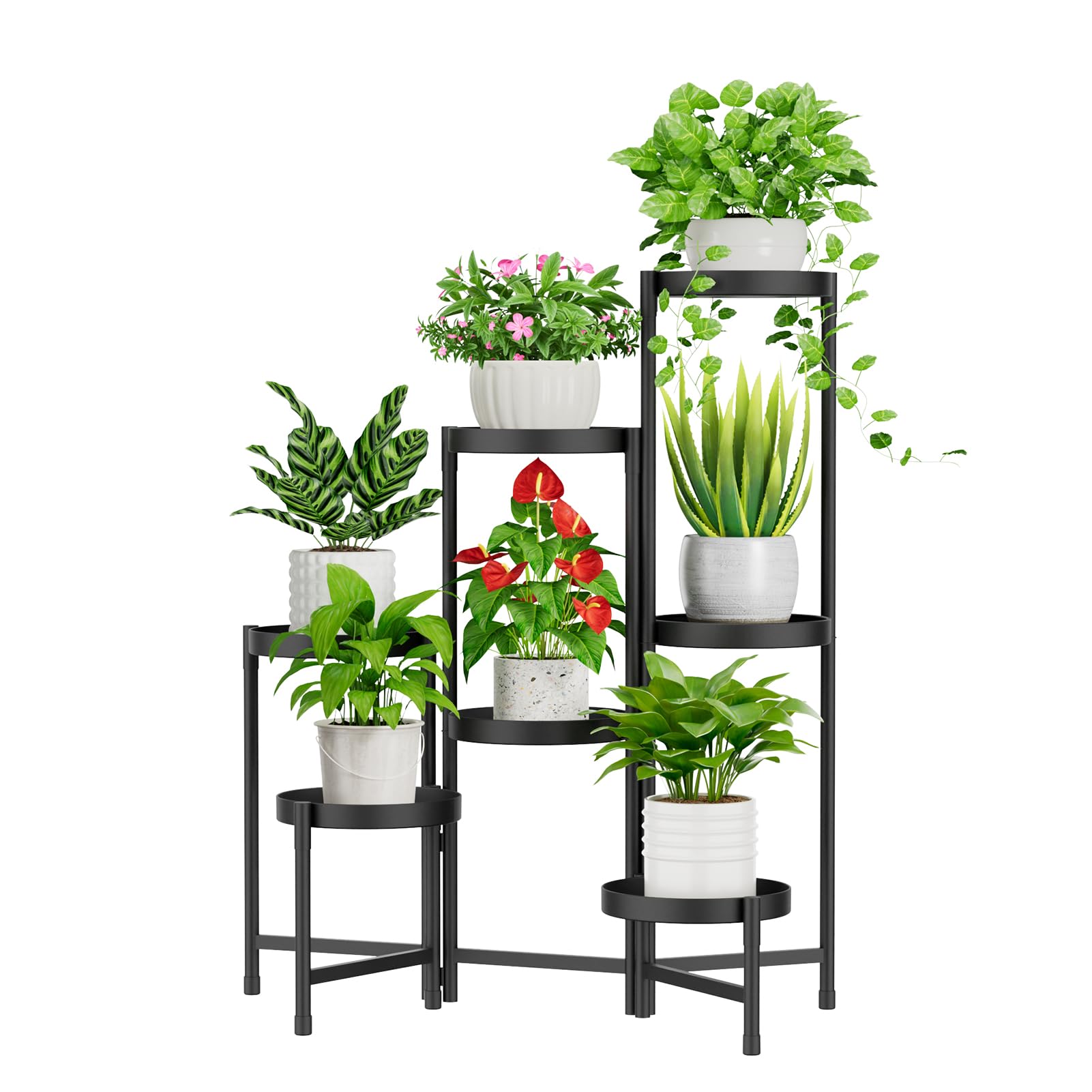 IDavosic.ly Étagère D'angle à 5 Niveaux Pour Plantes D'intérieur Et D' Extérieur, étagère D'angle En Métal De 86,4 Cm De Haut Pour Terrasse, Porche, Salon, Jardin, Balcon, Chambre à Coucher, Noir