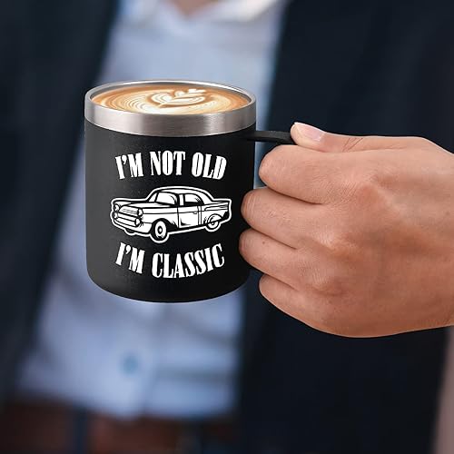 Miniatura 8 de Taza de café con texto en inglés "I'm Not Old I'm Classic Car", regalos para papá o abuelo, regalos para papá o abuelo, divertida taza de café para