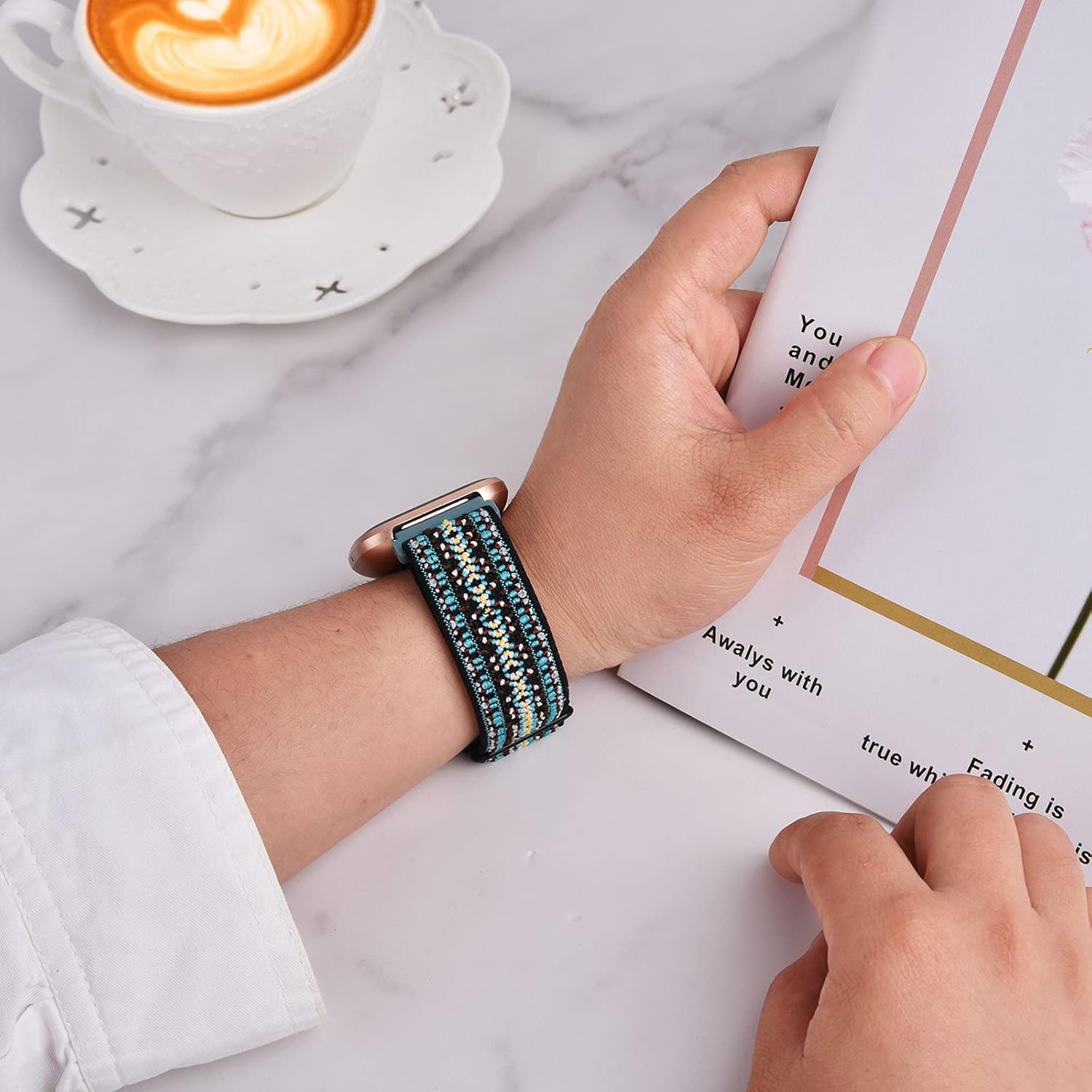 VISOOM Stretchy Bands Compatible with Fitbit Versa 2 Band / Versa Band Adjustable Versa Lite Special Edition Nylon Strap Wristband Smartwatch Accessories Elastics Sports Replacement for Women Men : Electronics