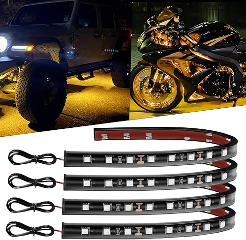 Miniatura 1 de Tira de luz LED de 12 V de 12.7 pulgadas, impermeable, color ámbar, para automóvil, carrito de golf, motocicletas, camiones, barcos, tira de luces