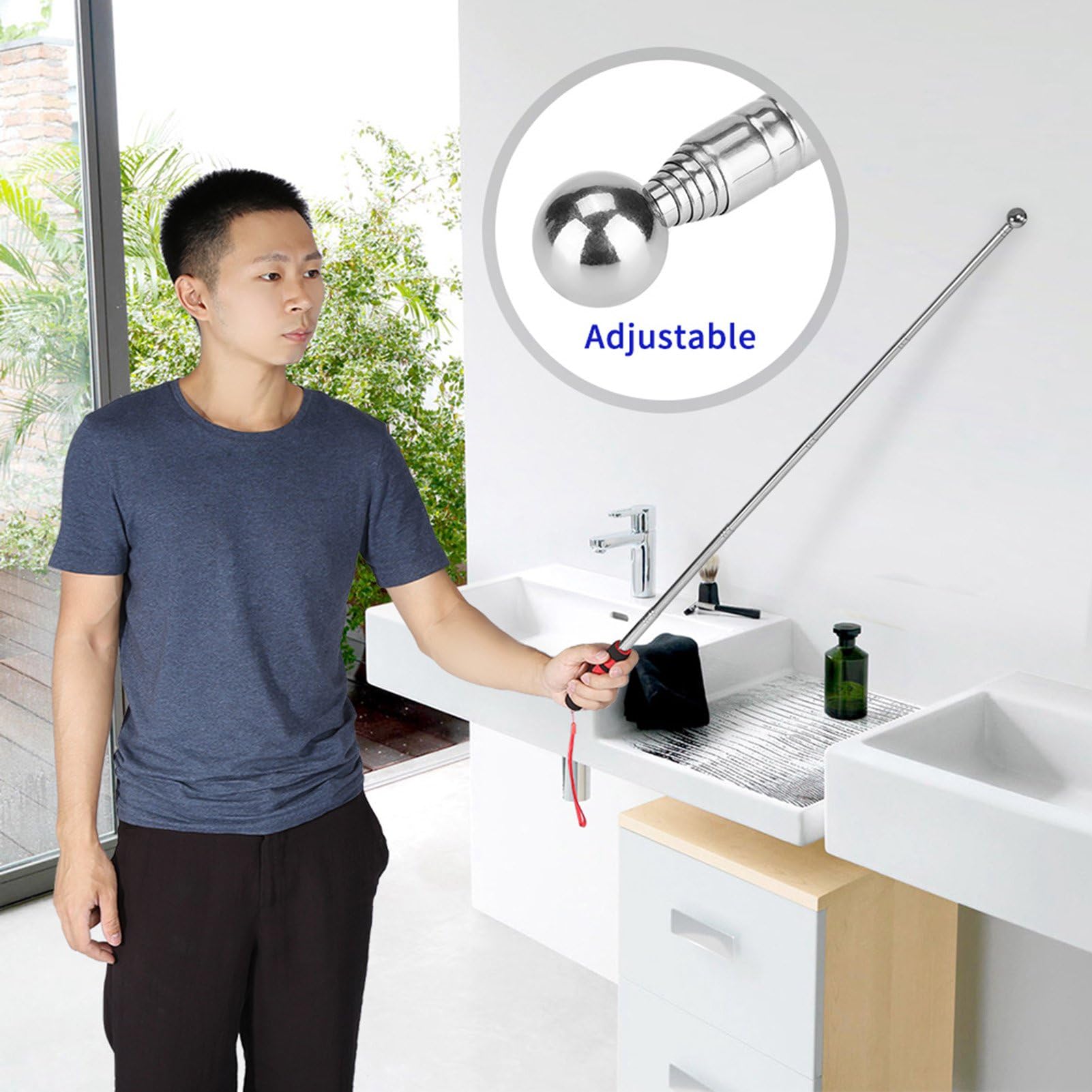 115cm Hollowing Drum Hammer Sound Detection Folding Stick Thickened Telescopic Rod for House Decoration Inspection,Tour Guides,Teaching Presentations