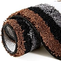 Vista 6 de Estmy Linda alfombra redonda hippie Funky de 3 pies para baño, dormitorio, cocina, antideslizante, lavable, cara feliz, blanco, negro, marrón