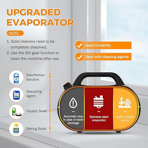 Miniatura 2 de BEAMNOVA Limpiador de vapor para detalles de automóvil vaporizador de mano negro para limpiar muebles máquina de vapor multiusos de alta presión