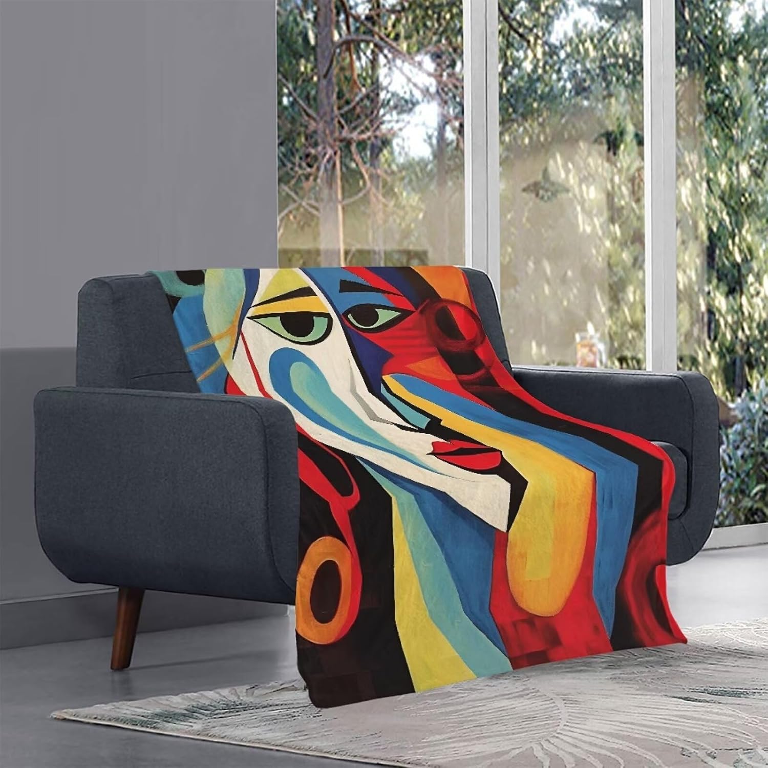 Art Abstract Printed Throw Blanket for Couch Bed Blanket Fuzzy Soft Thermal Blankets for Couch Bed Sofa for Bed and Living Room Hug Blanket Gifts for Loved One Red